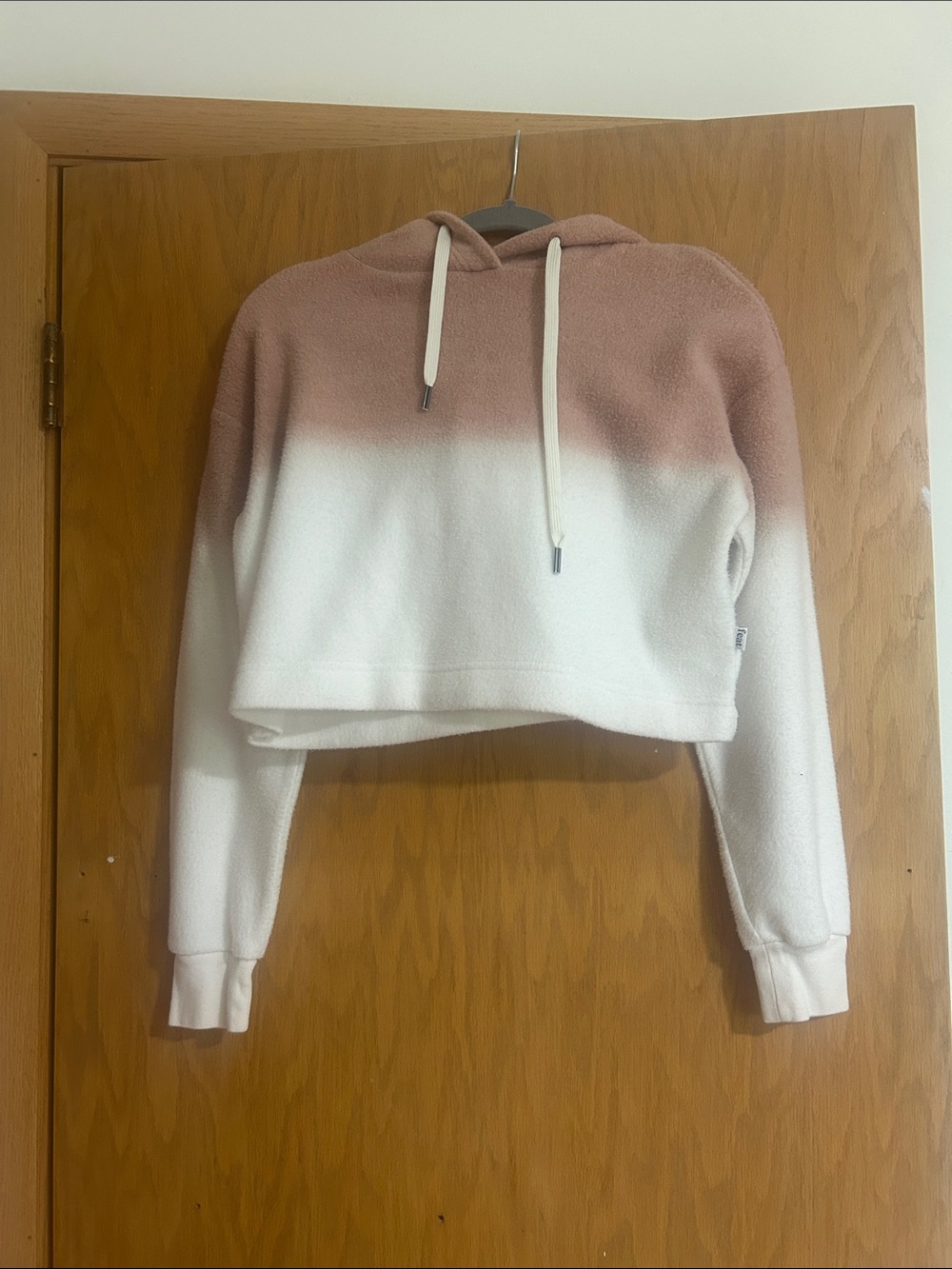 Cropped Ombre Hoodie Sweatshirt - Blush & White